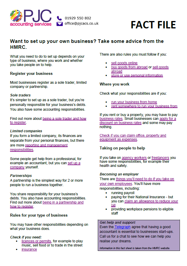 HMRC tips for new business start ups